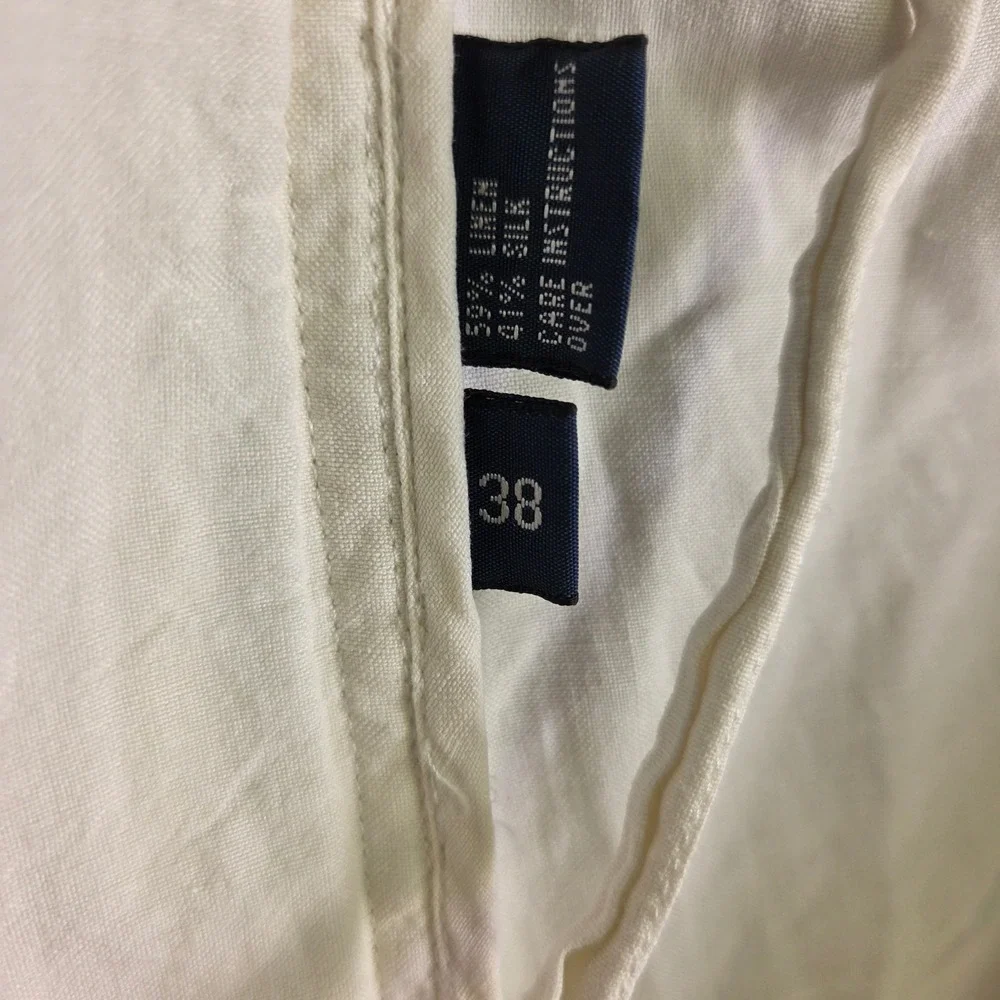 Polo Ralph Lauren Mens Cream Linen Silk Blend Shorts Size 38 White Flat Front